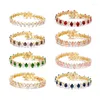 Bracelet de luxe exquis luxe multicolore cz bracelet femme mariage arc-en-ciel coloré de charme zircon bracelets bijoux plaqué or cadeau