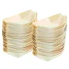 Disposable Dinnerware 100pcs Wooden Sushi Boat Dishes Serving Plates Dessert Trays