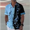 Camisas casuales para hombres Camisa de verano Hombres 2024 Hawaiian Short -Lapel Music Music Notes 3d estampado de playa Turismo Top Clothing