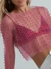 T-shirts de femmes Tossy Mesh See-Through Sexy Crop Top pour les femmes Fashion Summer Slim à manches longues Holiday Pullover Crated Y2K 2024