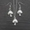 Boucles d'oreilles de collier Set Vintage et mignon Antique Ally Ally Silver plaqué des champignons Bijoux For Women Gift