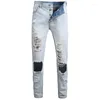 Jeans maschile europeo e americano High Street Denim Personality Big Holes Old Beggar Classic Hip Hop pantaloni Hip Hop