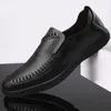 Casual Shoes Men Leather 2024 Cowhide Perforated Hollow Driving One Piece For