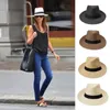 Ręcznie tkany słomkowy kapelusz solidny kolor letni plaża wakacje Panama Jazz Suncreen Women Hawaii Trend Sunshade Gangster Bucket Cap 240429