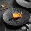 Assiettes 10,75 pouces noires Restaurant occidental créatif assiette principale nordique pâtes cuisine française décortiqué