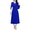 Partykleider Sommer Ankunft lose 5xl gegen Kragen Solid Women Chiffon Langes Kleid Strand Meer weibliche Kleidung Royal Blue Rot Schwarz