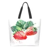 Sacos de compras Mulheres bolsas de ombro aquarela morangos de frutas de grande capacidade para mulheres para mulheres