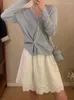 Kjolar sommar söta kvinnokläder 2024 faldas mujer de moda broderi söt jupe hög midja lapptäcke spets vit minikjol