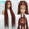 Ginger Cornrow tranças de renda completa perucas trançadas para mulheres negras renda sintética Front Wig Squage Notless Box Braids Wig 350 Cor 240429