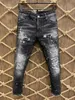 Jeans feminino Hole Diamond Diamond Decoração arranhada Ripped Fashion Pants A379#