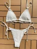 Kvinnors badkläder sexig vit svart bikini kvinnor grimma push up ring länkad slips sida triangel baddräkt 2024 sommar baddräkt klippt ut