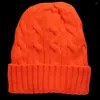 Boinas de color brillante Sombreros de invierno de punto Mujeres con tapa de gorro termal forrada para hombres neón amarillo naranja negro rojo oscuro