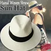 Ręcznie tkany słomkowy kapelusz solidny kolor letni plaża wakacje Panama Jazz Suncreen Women Hawaii Trend Sunshade Gangster Bucket Cap 240429