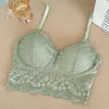 Bras Color sólido Top Lace transparente BRALETTE Mujeres Sexy Hollow Out Brajera Free Summer Fina de malla transpirable Push Up