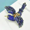 Spille Wulibaby Vintage Big Flying Bird for Women Luxury Shining Blue Animal Party Office Pins Pins Regali