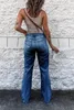 Dames jeans quitites ins denim scheurde met hoge taille retro slanke fit fakkels algehele jumpsuit vrouwen