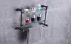 Wall Mounted Oil Rubbed Bronze Glass Bath Shelf Double Lever Towel Bar Towel Shelf Storage7043377