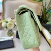 Louls Vutt Camellia dubbele klep gewatteerde designer tas echte lederen borduurwerk roze groene goud metalen ketting een schouder crossbody munt pu jeur