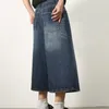 Jeans maschi in tessuto in jeans uomini coltivati per gradiente estivo gamba larga con zipper per streetwear