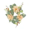 Dekorative Blumen künstlicher Kranz Kerzenring Eleganter Dahlienhalter mit grünen Blättern Bauernhaus Hochzeitstisch Herzstück für Zuhause