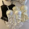 Camisoles Tanks Vêtements Blouses Sexy Crop Tops Femme Corset Lace Bandage T-shirt Camisole Femme Sling Top Top Sans manches