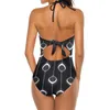 Women's Swimwear Peacock-Lampions Women Printed One Piece Sexy Backless Swimsuit V Neck Summer Beach Wear Peacock Lampions Pattern