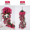 Fleurs décoratives Violets Fleur artificielle rotin faux Vine Vine Mur suspendu roses pour le mariage à la maison Décoration intérieure extérieure