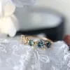 Anelli a cluster Ins Blogger Claw Intarsiati con zircone imitare Blue Topaz Fashion Ring Light Luce Luxury Piccolo e aperto Accessori aperti