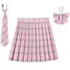 Vrouwen plaid plooier rok met stropdas bowtie XS- 5XL Harajuku preppy mini Japanse schooluniformen meisjes zomer jupe kawaii rok 240420