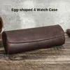 Watch Boxes CONTACTS FAMILY Portable Cowhide Leather Roll Storage Case 4 Slots Travel Organizer Watches Jewelry Display Collector Box