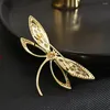 Broches elegantes temperamento de luxo Lady Lady Cubic Zirgonia Dragonfly Broche Crystal Fashion Metal Pin Gift Dress Acessórios