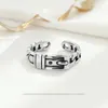 Cluster anneaux rétro S925 Anneau d'ouverture de la ceinture en argent sterling unique et à la mode queue de bijoux pour femmes avec un goût de personnalité
