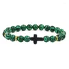 Strand 2024 Charme 8mm Green Natural Stone Bracelets Brangelets Brangelete Cross para Menwomen Fashion