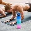 Butelki z wodą 1L Sport Bottle wyciekając gradient Matte Motywacyjne picie na zewnątrz i fitness