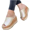 Slippers Wedge Sandalias Mujer Women's 2024 Summer Fish Mouth Shoes Fashion Platform For Women Casual Slides Size 44