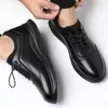 Chaussures décontractées hommes robe chaussure en cuir masculin confortable bas britannique noir extérieur noire homme baskets formelles