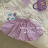 Set di abbigliamento 2024 bambine set estivo set neow per bambini pantaloncini viola +top childrens t-shirt a due pezzi