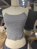 Tanks pour femmes vintage en dentelle à rayures minces crop top femme d'été