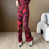 Women's Pants Cozok Niche Personality Fashion Summer 2024 Tryckt Temperament Pleated Straight Tube Elasticity WT6078