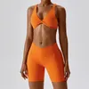 Pantaloni da donna a due pezzi estate senza soluzione di continuità set di yoga outfit da donna sportivo reggiseno a vita alta gambo abito da gambo sexy running fitness