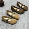 Zapatos informales Gktinoo Color de vaca Mezcla Retro Madre Mujer Flats 2024 Summer Soft Sole Cuero real