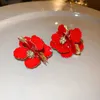 ダングルシャンデリアシルバーニードルドロップオイルカラー3次元の花のイヤリングヨーロッパとアメリカのファッション誇張