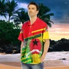 Camisas casuales para hombres África Guinea-Bissau Flagal 3d Impresión para hombres Emblema Nacional Playa Patriótica Patriótica Bloses blusas