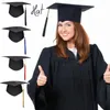 BERETS 1PCS Black Bar Cappello Mitzvah Cappello di laurea per lo studente Congratulazioni Decorazioni per feste Ceremo M4x0