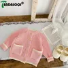 Jackets 2024 Autumn Spring Baby Girl Baby Slee Full manga Singleed Hollow-Out Top Coat: suéter de punto para niños infantiles Tamaño 0-3y