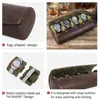 Watch Boxes CONTACTS FAMILY Portable Cowhide Leather Roll Storage Case 4 Slots Travel Organizer Watches Jewelry Display Collector Box