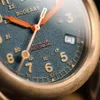 Boderry Voyager Field Watch Bronze Case Automatic Mechanical Watch 100 М водонепроницаемые часы военные винтажные наручные часы Мужские 240419