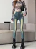 Jeans féminins rétro sexy ajustement serré mode Femmes hautes pantalons crayons de taille haute cargo slim foliaires v358