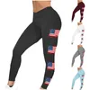 Spodnie dla kobiet amerykańskie legginsy 4 lipca patriotyczne paski jogi joga wysoka talia miękka elastyczne amerykańskie spodnie drukowane