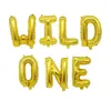 Party -Dekoration 16 Zoll Silber Gold Wild Ein zwei Luftballons Jungle Safari Geburtstagdekorationen Kinderfolie
